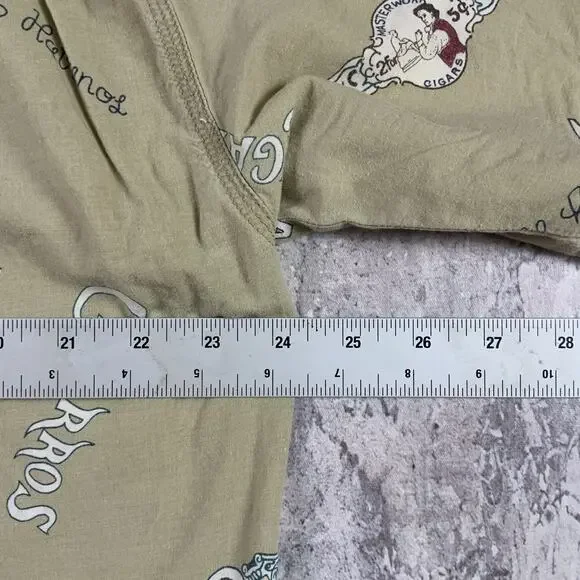 Vintage Tommy Bahama Shirt Mens Large Brown Cigar Club Casual All Over Print